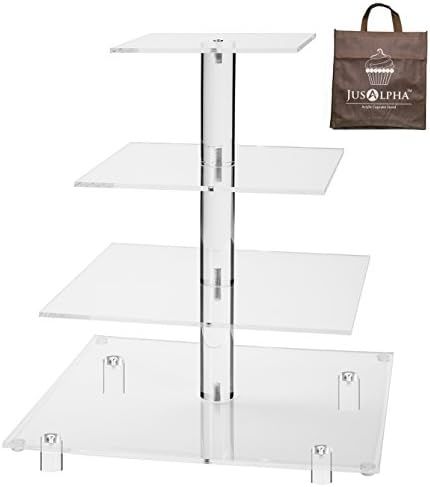 Jusalpha Large 4 Tier Square Acrylic Cupcake Tower Stand-Cake Stand-Dessert Stand-Cupcake holder-... | Amazon (US)