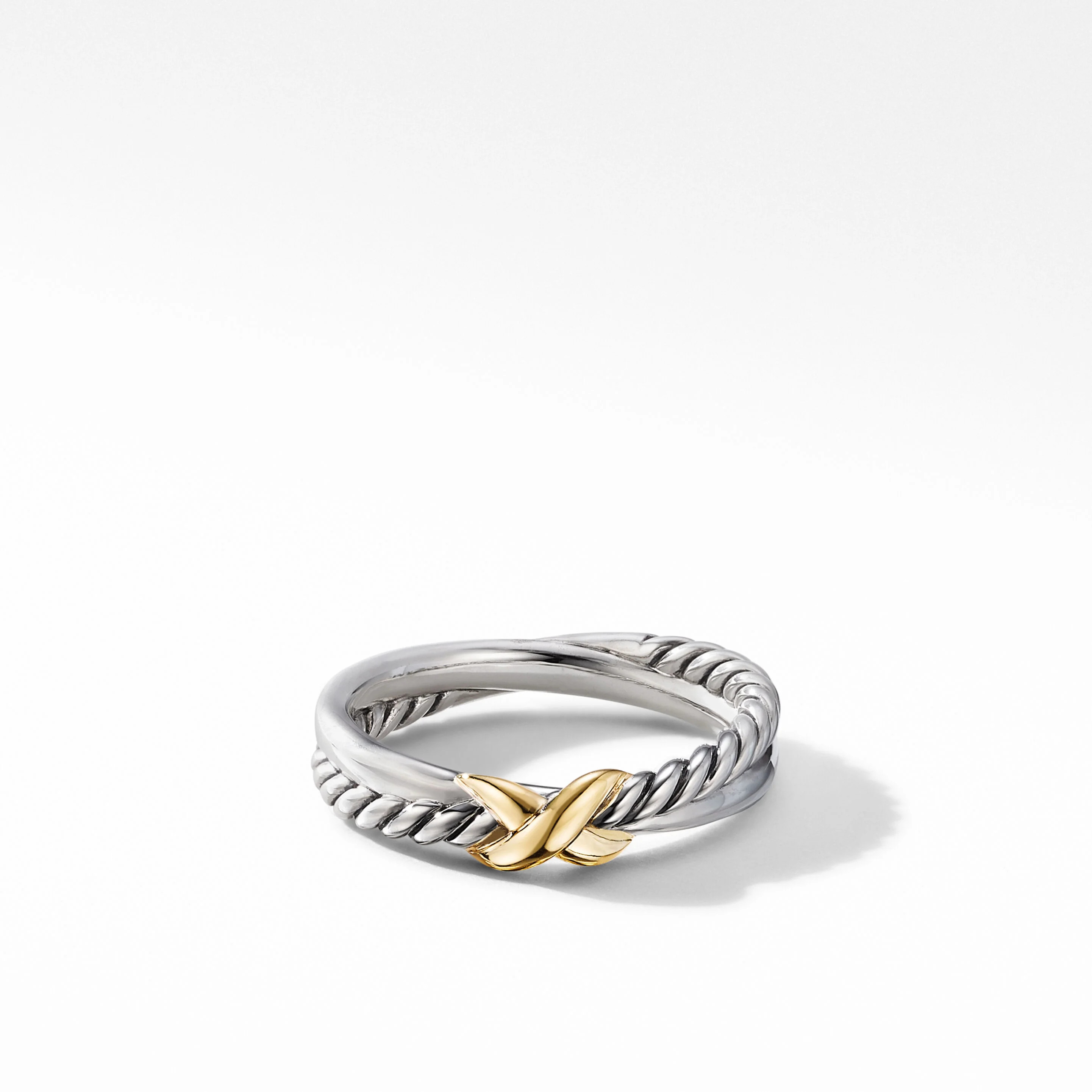 Petite X Ring in Sterling Silver with 18K Yellow Gold | David Yurman
