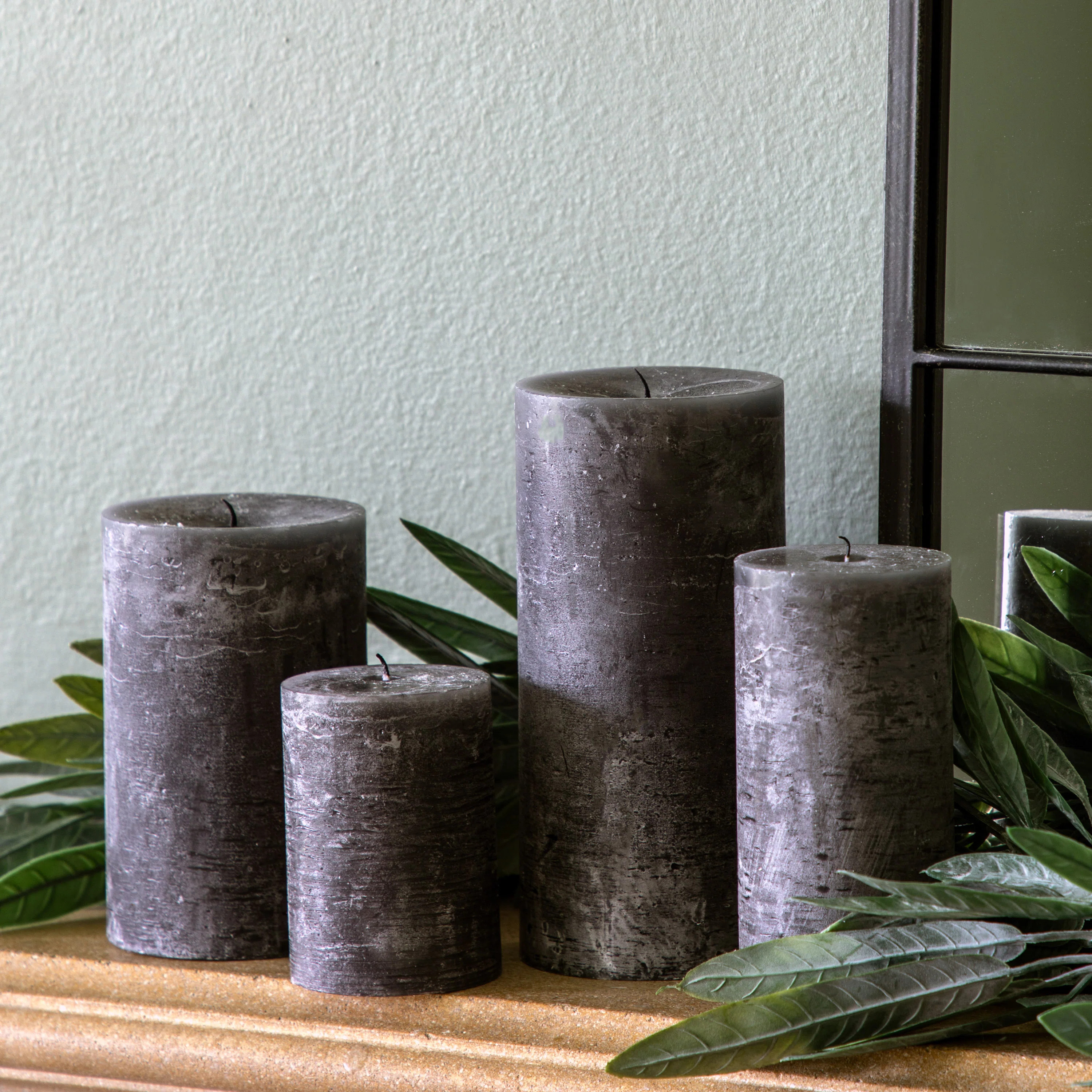 Rustic Slate Unscented Pillar Candle | Wayfair UK