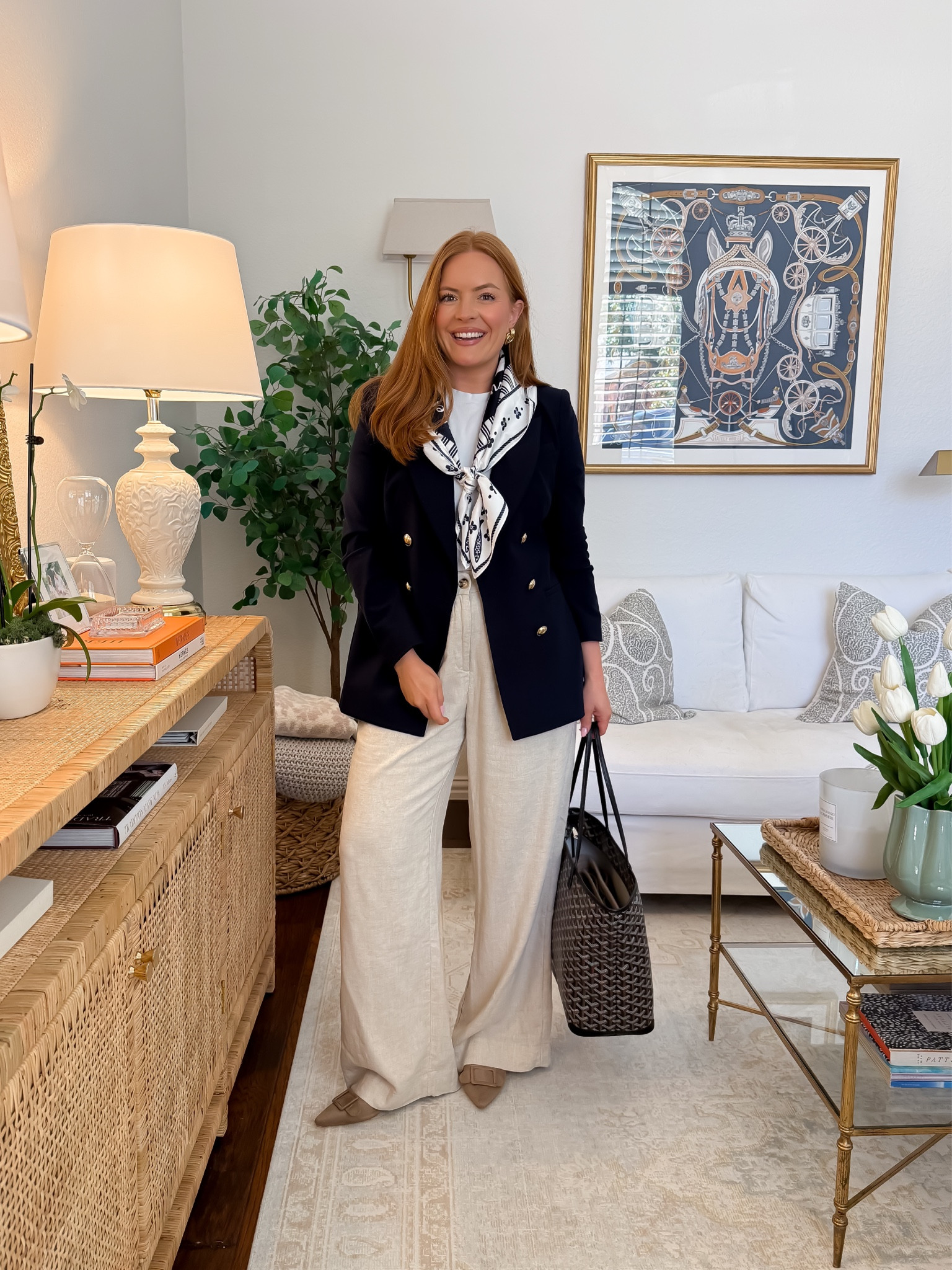 Navy Blazer + Scarf Detail
A blazer and scarf moment never fails 👏 The Abercrombie Sloane Linen Pants keep this outfit feeling light and summer-friendly while the navy layers add a sophisticated, elevated touch.

#LTKWorkwear #LTKmomlife #LTKxAbercrombie