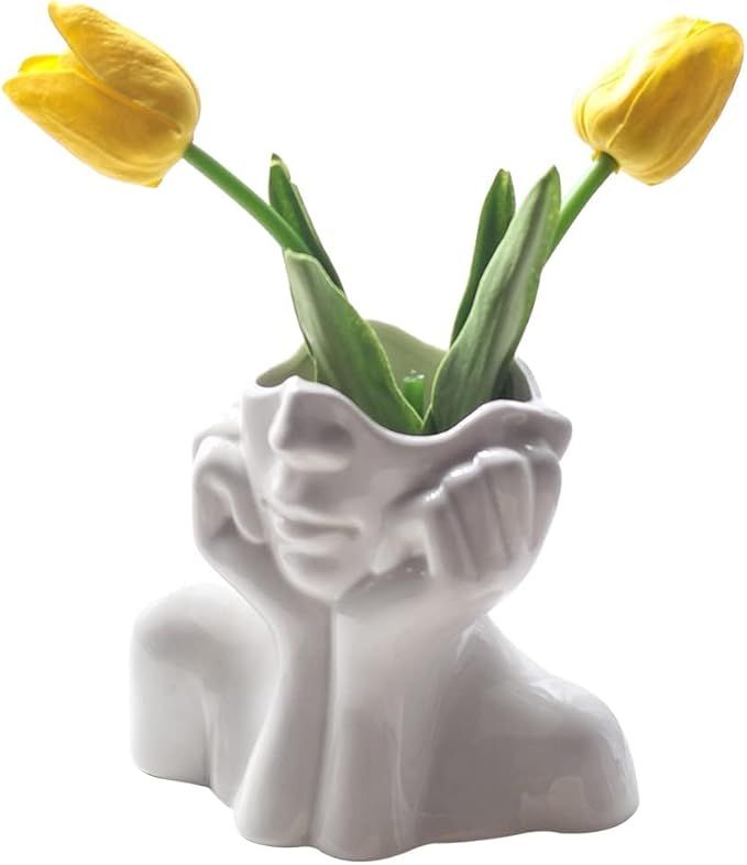 Face Vase,Flower Vase Desk Decor,Ceramic Body Vase Female Form Ideal Shelf Decor,Modern Farmhouse... | Amazon (US)