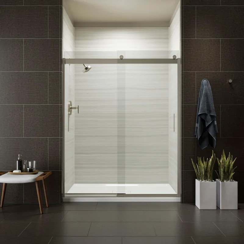 Kohler K-706009-L Levity 74" H x 56-5/8 - 59-5/8" W Sliding Shower Door with 1/4 Matte Nickel Showers Sliding | Build.com, Inc.