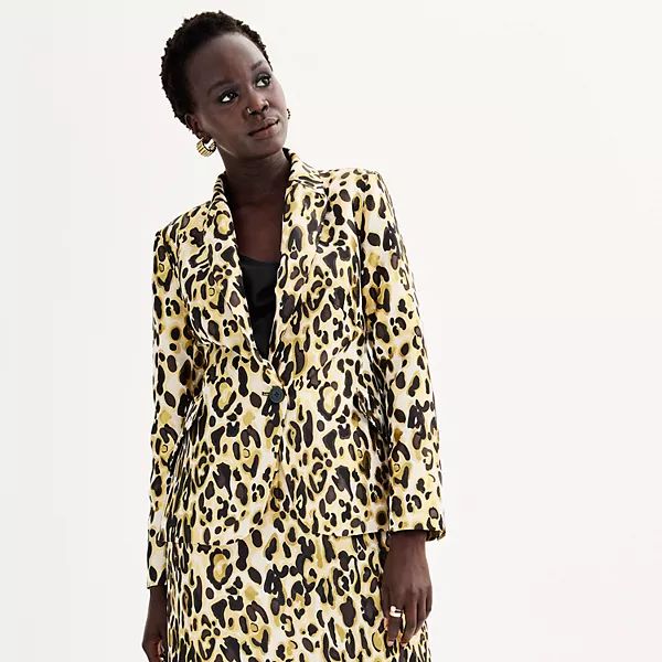 Women's Nine West Leopard Jacquard Blazer | Kohl's