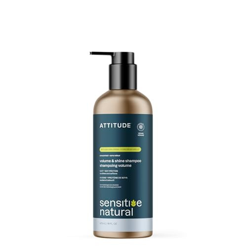 ATTITUDE Volume and Shine Hair Shampoo for Sensitive Dry Scalp, EWG Verified, Soothing Oat, Thin Hair, Naturally Derived Ingredients, Vegan Plant-Based, Unscented, Refillable Aluminum Bottle, 16 Fl Oz | Amazon (US)