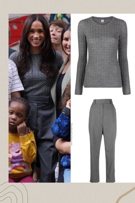 Meghan Markle in Toteme pants and sweater