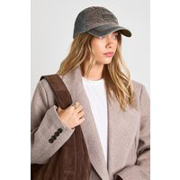 boohoo Women's Acid Wash Distressed Slogan Cap in Green | Boohoo.com (UK & IE)