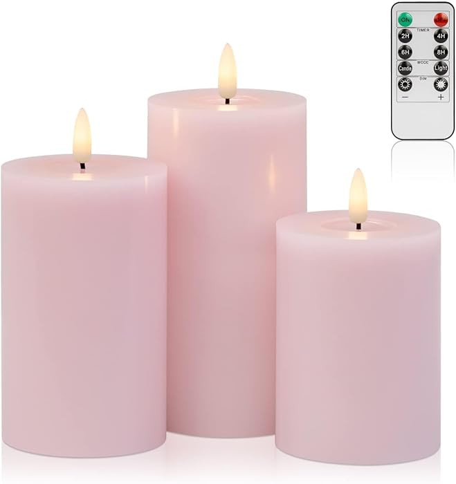 ANGELLOONG Pink Flameless Candles with Remote for Home Christmas Decor | Amazon (US)