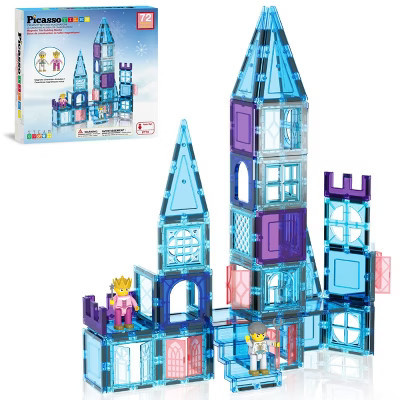 PICASSO-TILES Magnetic Tiles for Kids – Ice Castle Theme 72PCS STEM Construction Building Blocks Educational Toy | Target