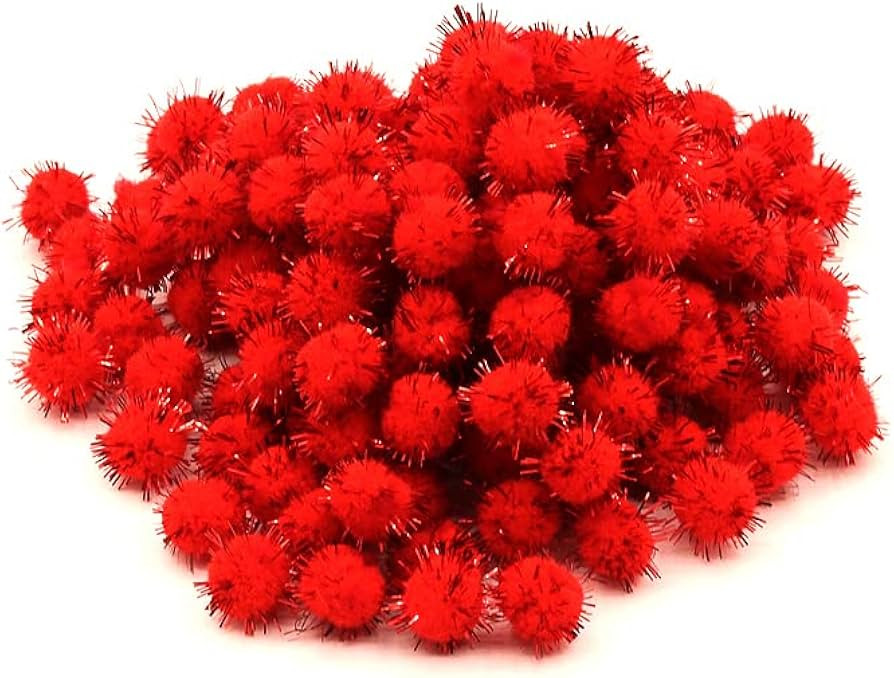 100pcs Glitter Tinsel Pom Poms Sparkle Balls for DIY Craft/Party Decoration/Cat (1.5CM 100PCS (re... | Amazon (US)