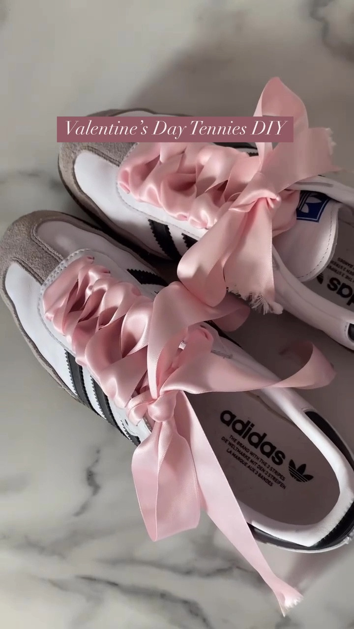 Personalize your sneaks for Valentines Day (or any holiday). 🌸🎀💌💖✨ Tips: melt the ends of the ribbon with a lighter after cutting to make threading easier and avoid fraying  

#LTKShoeCrush #LTKSeasonal #LTKStyleTip