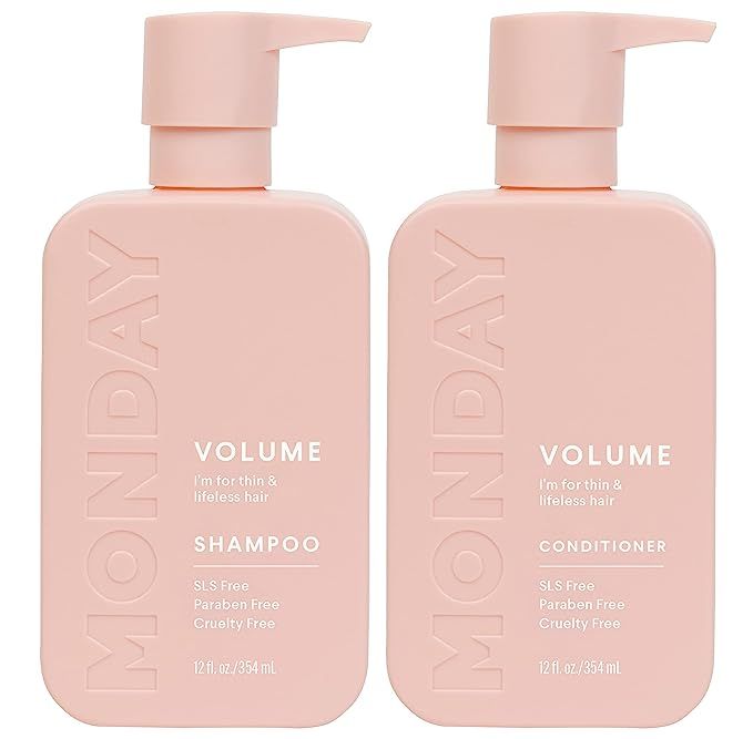 MONDAY HAIRCARE Volume Shampoo + Conditioner Set (2 Pack) 12oz Each for Thin, Fine, and Oily Hair... | Amazon (US)