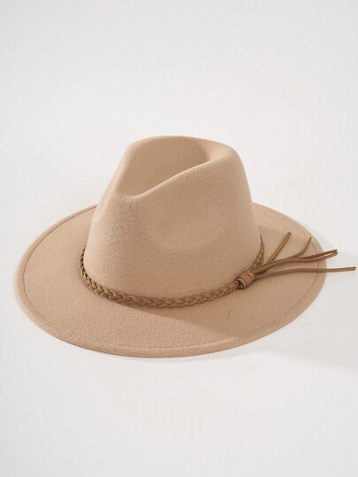 1pc Ladies' British Style Waxed Rope Wide Brim Hat, Perfect For Parties And Traveling | SHEIN