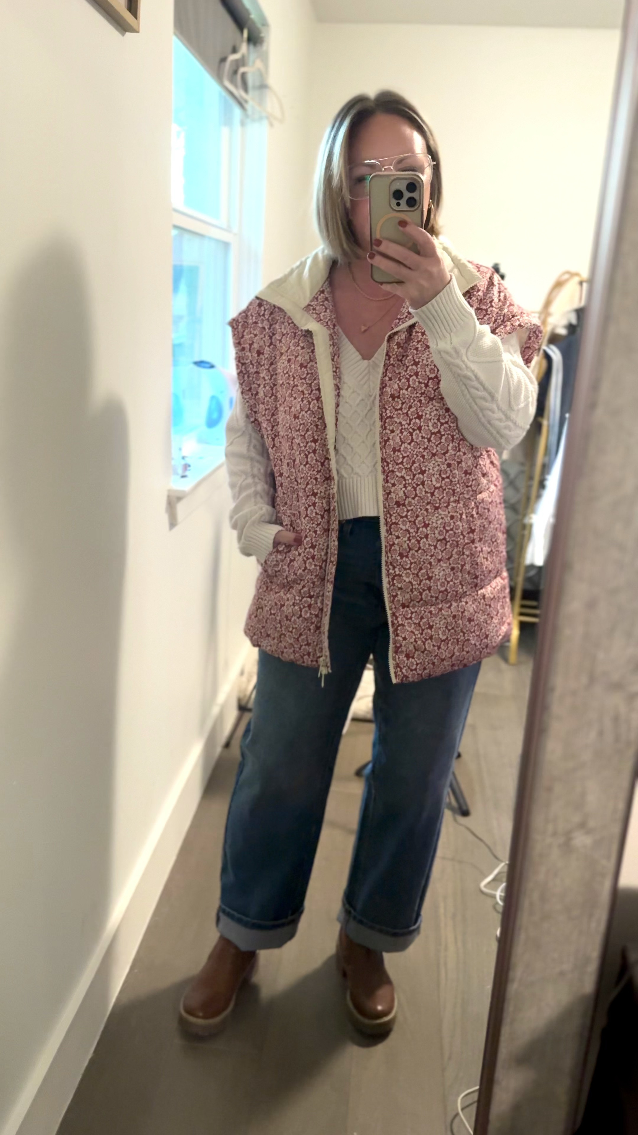 Baby it’s cold outside!! Large in sweater & vest; size 10 jeans 

#LTKSeasonal #LTKMidsize #LTKPetite