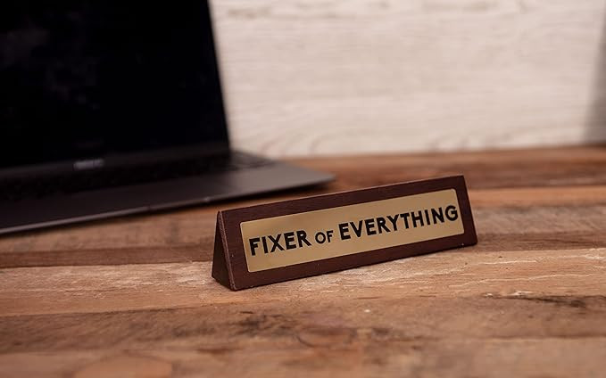 Boxer Gifts Fixer of Everything Novelty Wooden Desk Warning Sign | Office Humor White Elephant Gi... | Amazon (US)