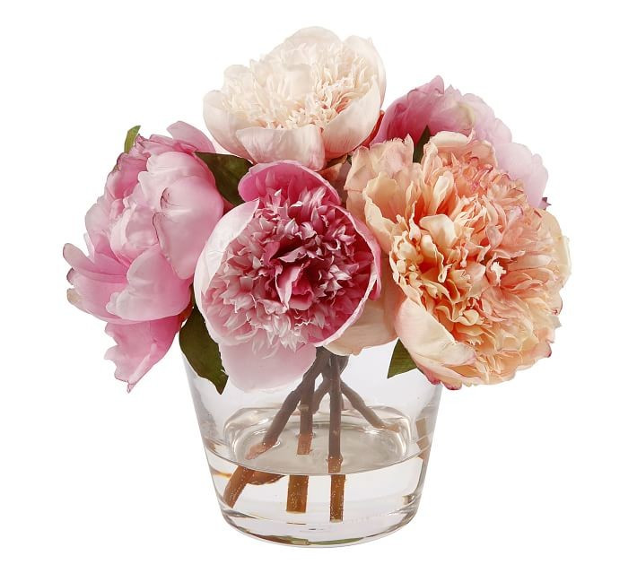 Faux Peony in Glass Vase | Pottery Barn (US)