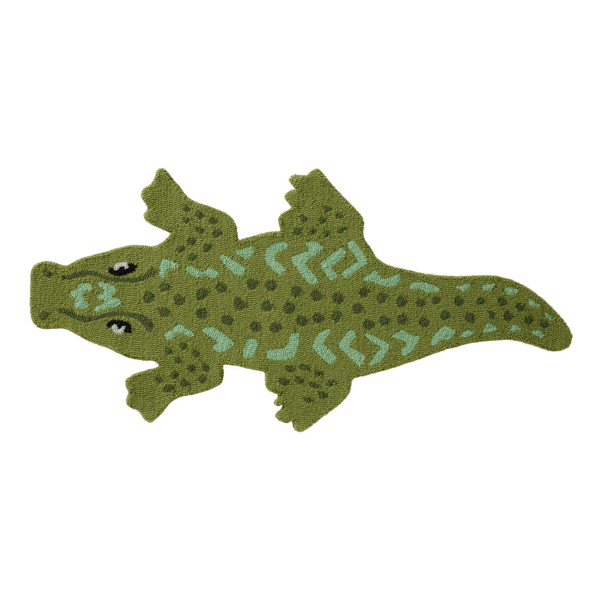 Alligator Shaped Hand Hooked Recycled Indoor Outdoor Patio Rug in Green by World Market | World Market