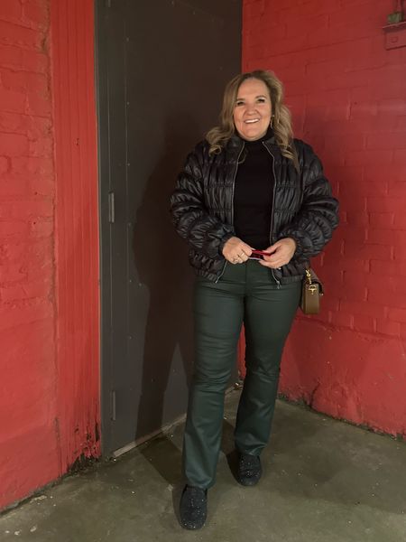 Out to dinner in my green coated denim kick flares. Love them! Wearing a 12. 

Coat still available and I don’t know why. It’s so good. Warm. Comfy. So much design. And $52?

Date night look holiday casual outfit 

#LTKover40 #LTKfindsunder100 #LTKHoliday