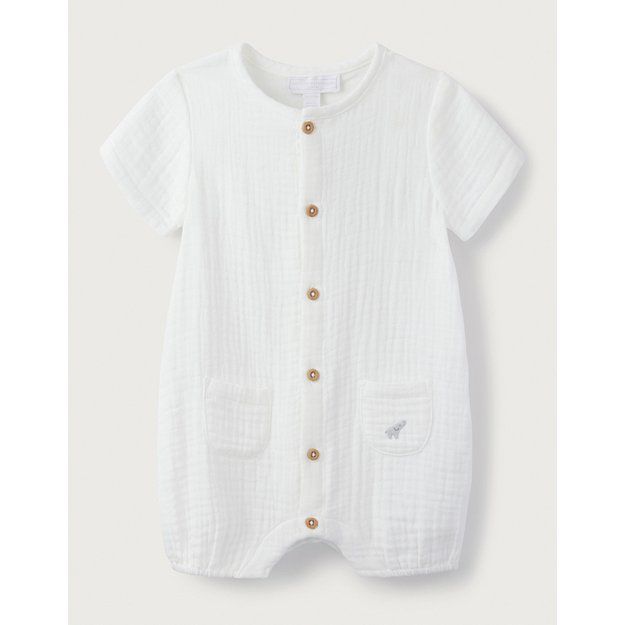 Crinkle-Cotton Romper (0–24mths) | View All Baby | The White Company | The White Company (UK)