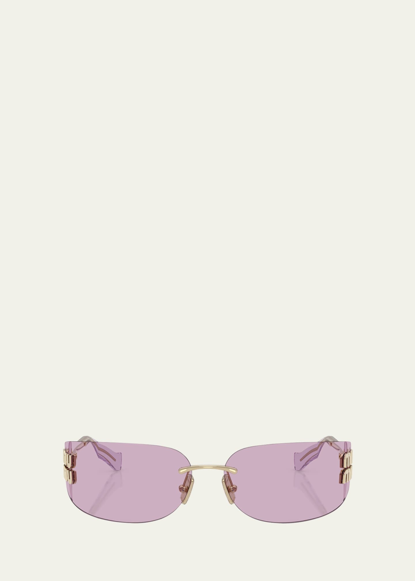 Miu Miu Rimless Logo Metal Rectangle Sunglasses | Bergdorf Goodman