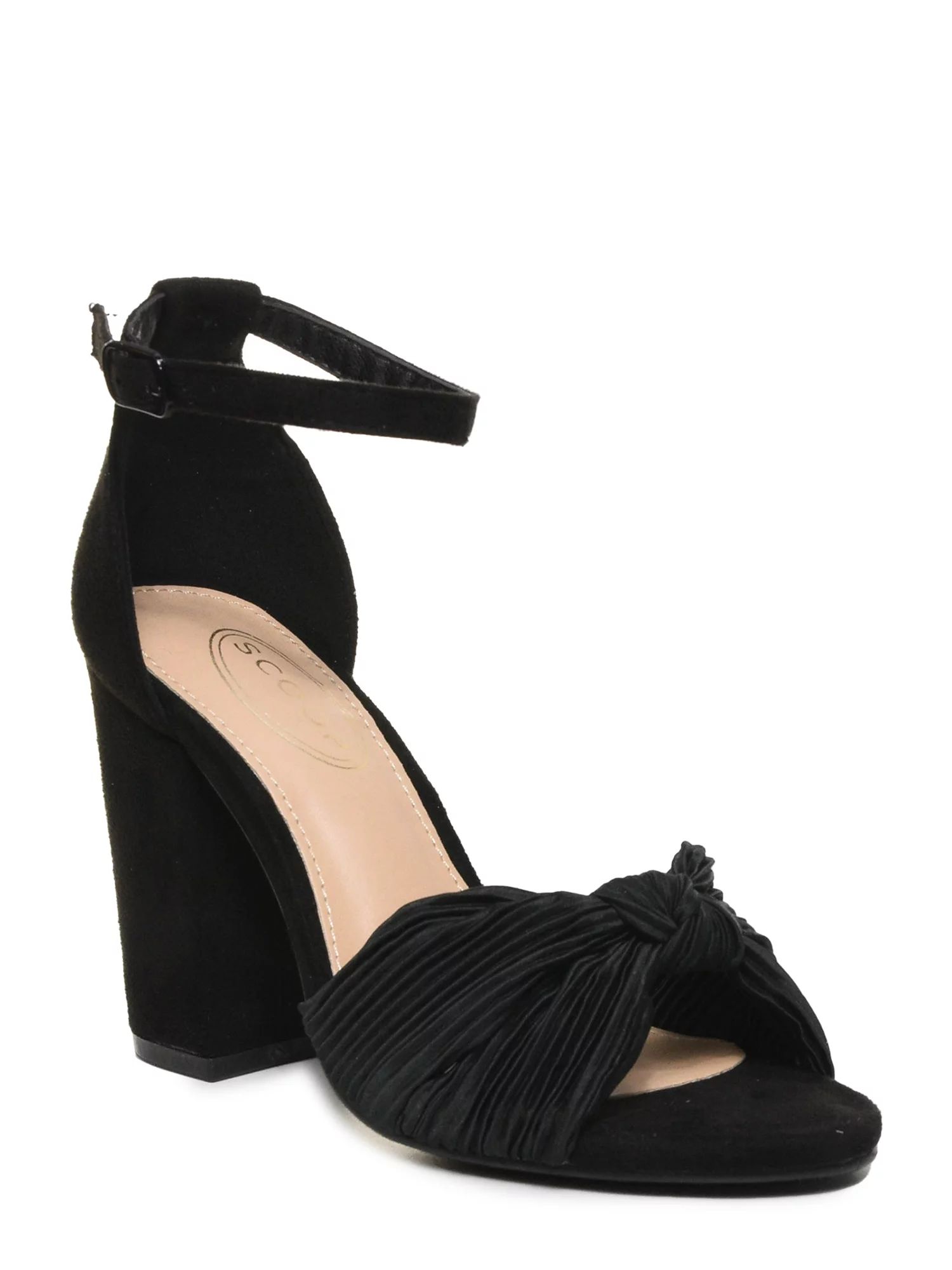 Scoop Women's Crinkle Fabric Block Heel Sandals | Walmart (US)