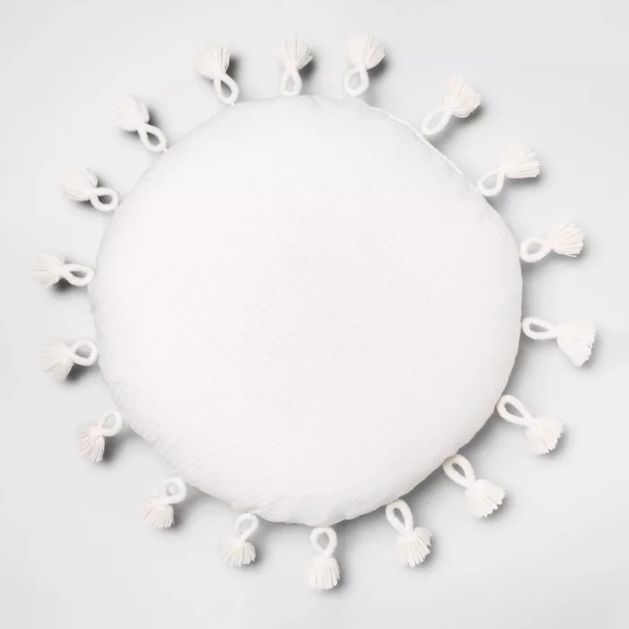 Oversized Round Hand Woven Cotton Pillow with Tassels - Opalhouse™ | Target