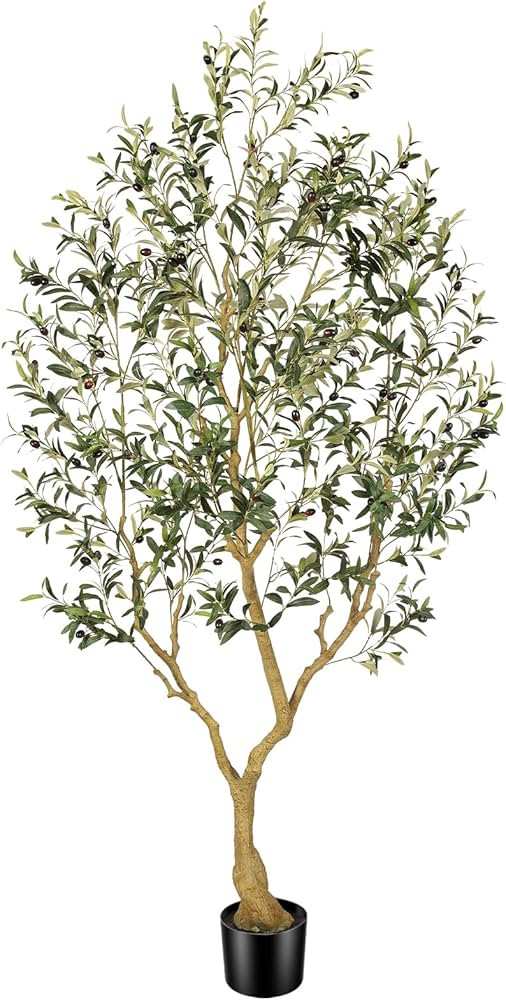 Faux Olive Tree 7FT, Olive Trees Artificial Indoor, Large Fake Tree with Realistic Leaves Branche... | Amazon (US)