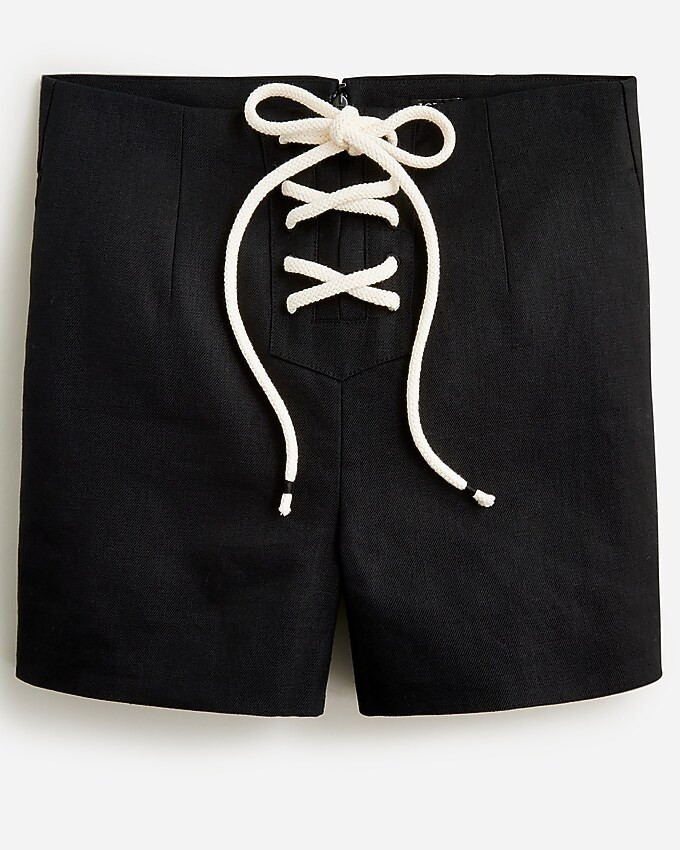 High-rise tie-up short in stretch linen blend | J. Crew US