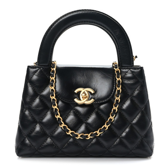 Shiny Aged Calfskin Quilted Nano Kelly Shopper Black | FASHIONPHILE (US)