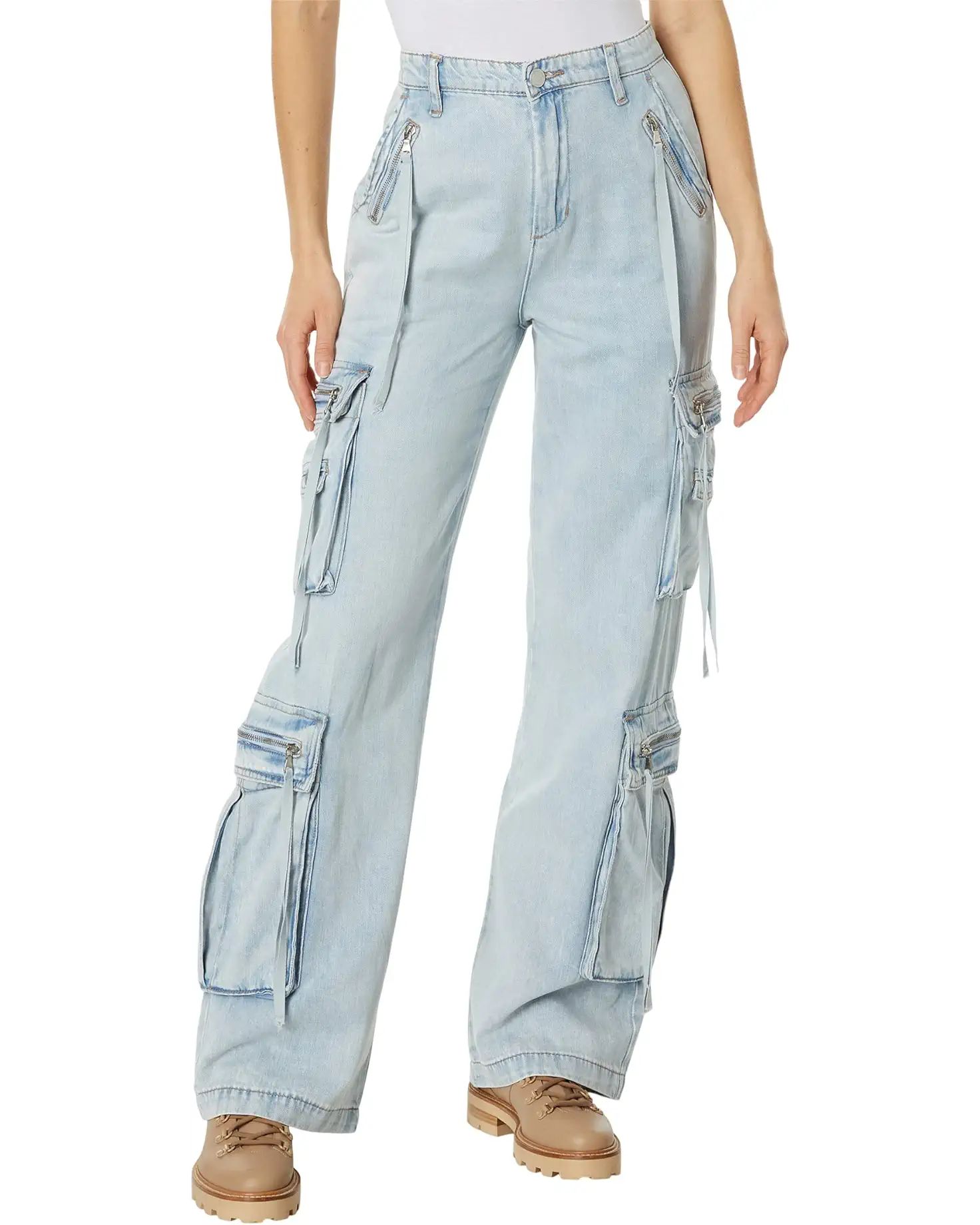 Blank NYC Franklin Rib Cage Pants with Oversized Cargo Pockets in Blue Lagoon | Zappos