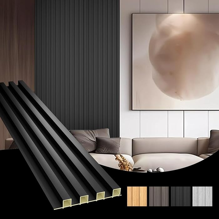 OUZUGIE WPC Acoustic Slat Wall Paneling, 8-Pack 96 x 6 Inches 3D Wall Panels for Interior Wall De... | Amazon (US)
