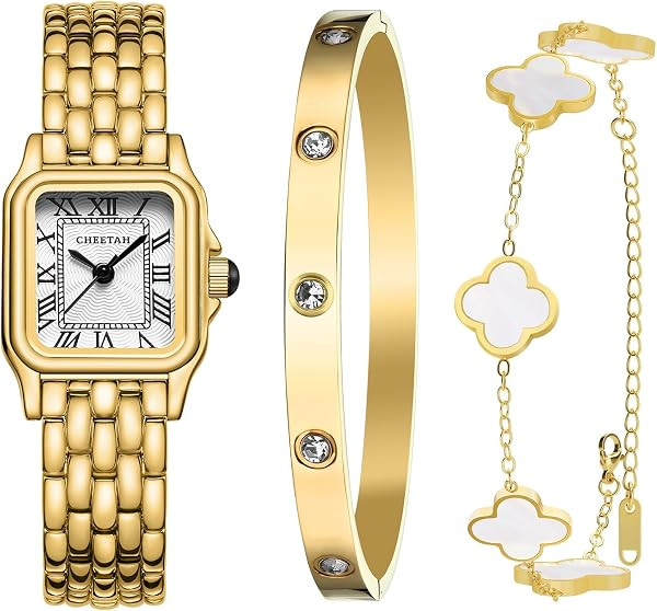 CHEETAH Women’s Gold Bangle Watch and Bracelet Set | Amazon (US)