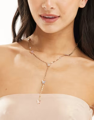 ALDO Tahneera butterfly shape lariat necklace in gold | ASOS | ASOS (Global)