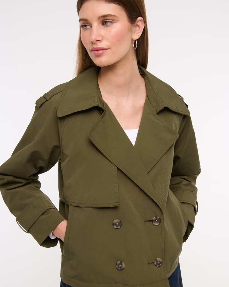 Women's Relaxed Short Trench Coat | Women's Coats & Jackets | Abercrombie.com | Abercrombie & Fitch (US)
