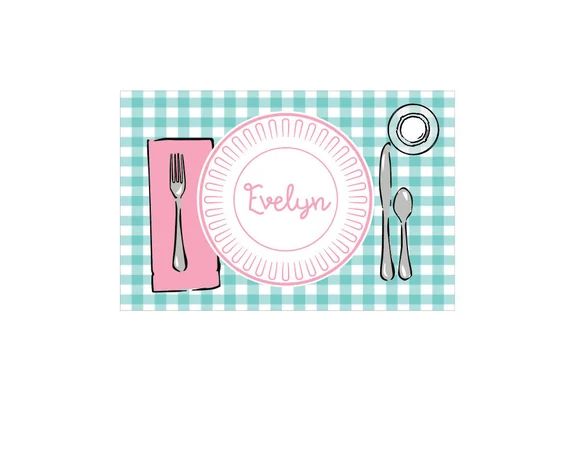 Kids Personalized placemat, Gingham placemat, Kids Placemat, Customized Placemats for kids, Perso... | Etsy (US)