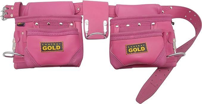 Leather Gold Tool Belt for Women | Womens Pink Tool Belt 3450 | Natural Leather | The 10 Pouches ... | Amazon (US)