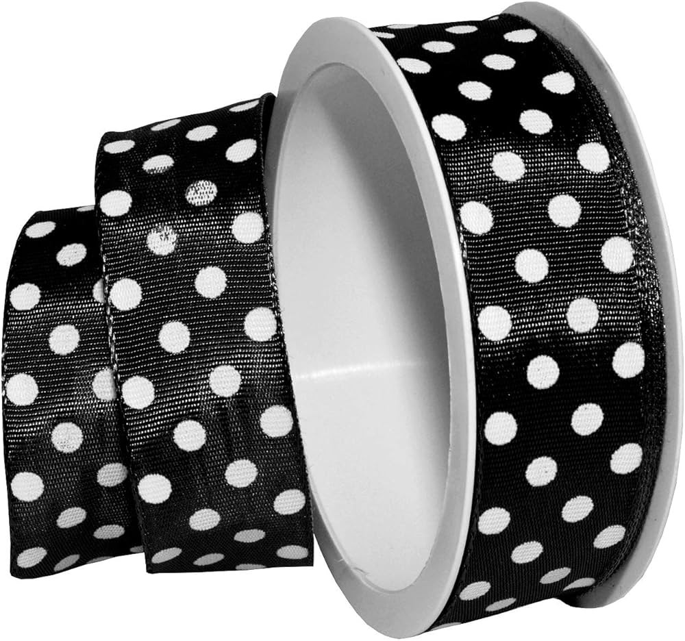 Morex Ribbon Polka Dots Ribbon, 1 inch by 4 yards, Black | Amazon (US)