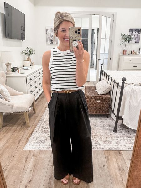 Wednesday Work Outfit✨ 

Tank- linked similars
Wide leg trousers- xs short (I recommend reg length if you want to wear heels)

Smart casual, chic outfits, chic workwear, casual workwear 

#LTKFindsUnder50 #LTKWorkwear #LTKStyleTip