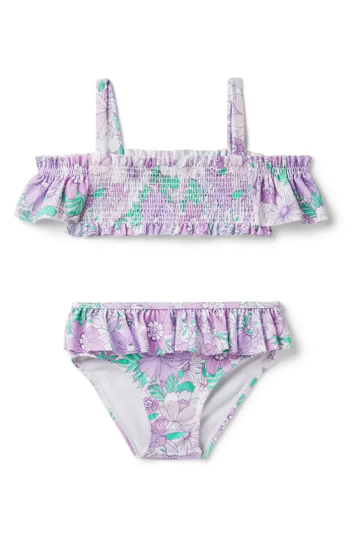 Janie and Jack Kids' Floral Print Smocked Ruffle Two-Piece Swimsuit | Nordstrom | Nordstrom