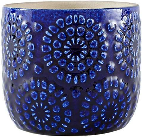 Amazon Brand – Stone & Beam Modern Ceramic Floral Embossed Decorative Planter Flower Pot, 4.4";... | Amazon (US)