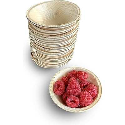Raj Disposable Palm Leaf Bowls (25 Count, 4" Bowls) Strong Bowls Like… | Amazon (US)