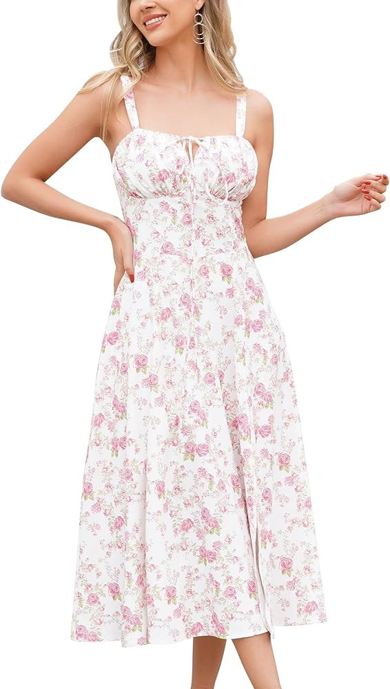 Women's Floral Corset Dress Formal Cocktail Dresses Going Out Casual Sundress Split Thigh Spaghet... | Amazon (US)