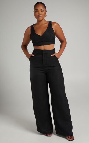 Adelaide Two Piece Wide Leg Set in Black | Showpo (US, UK & Europe)