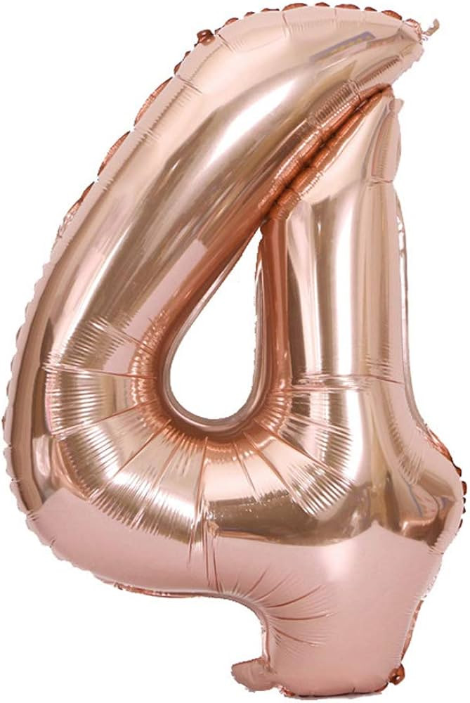 Tellpet Rose Gold Number 4 Balloon, 40 Inch | Amazon (US)