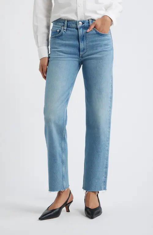 rag & bone Harlow Mid Rise Straight Leg Ankle Length Jeans in Audrey at Nordstrom, Size 29 | Nordstrom