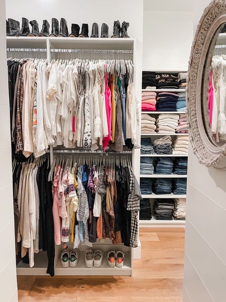 One of my favorite things about this job / business = the people and families you meet … the relationships created. The trust. And the opportunity to return for a refresh from time to time.

I helped organize and tweak this closet over 5.5 years ago. We had the best time refreshing this space and helping her declutter. Back to stunning and organized! 

Added some hangers, a few bins and a couple baskets. Otherwise, just good old space planning!

#LTKfamily #LTKhome