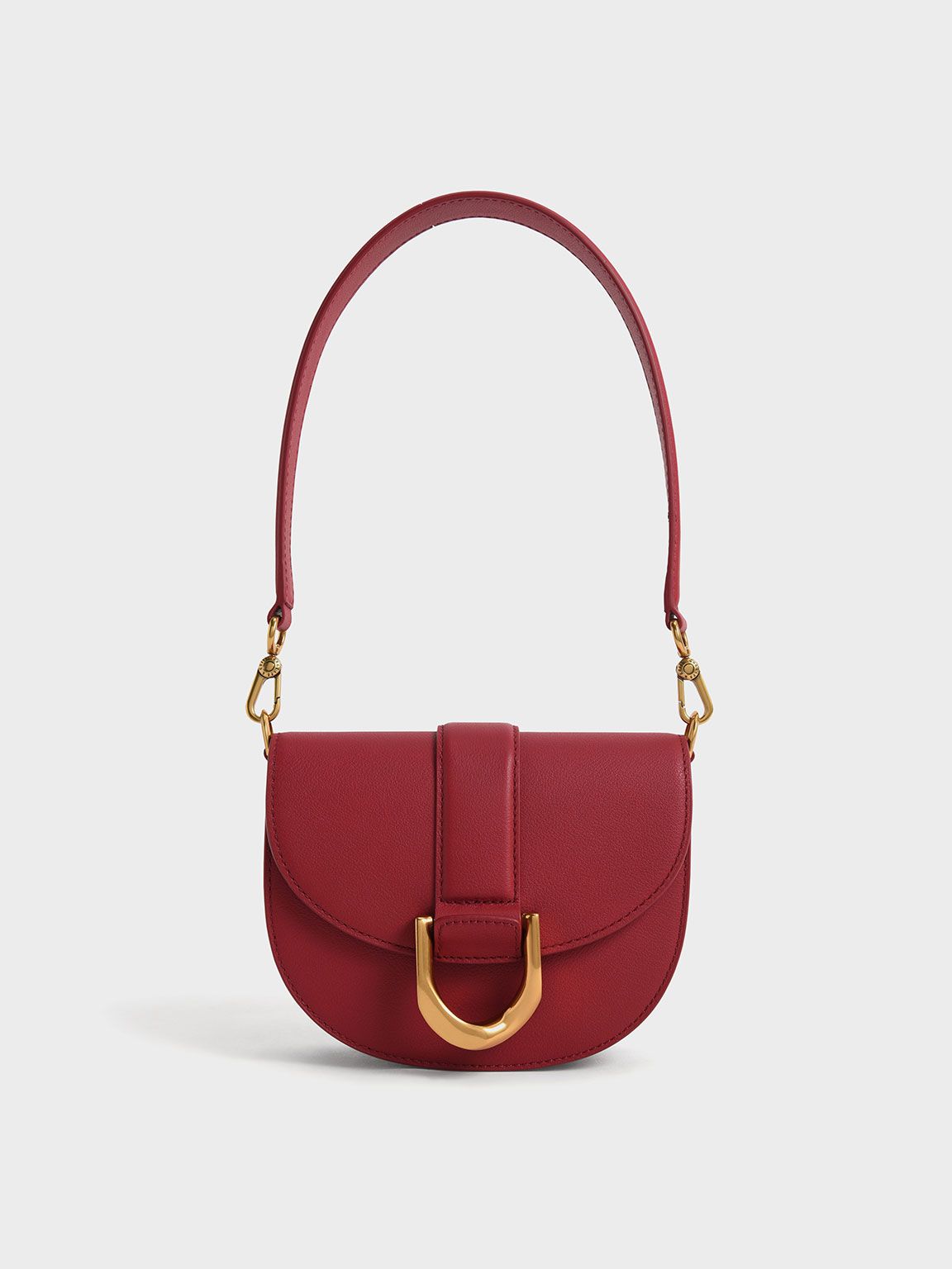 Mini Gabine Leather Saddle Bag
 - Red | Charles & Keith EU