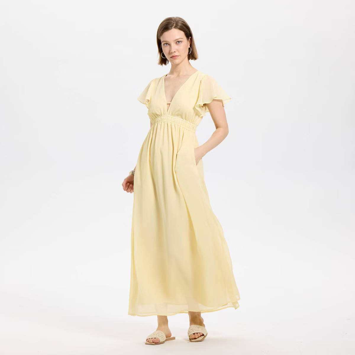 Women's Ruffle Cap Sleeve Maxi A-Line Dress - A New Day™ | Target
