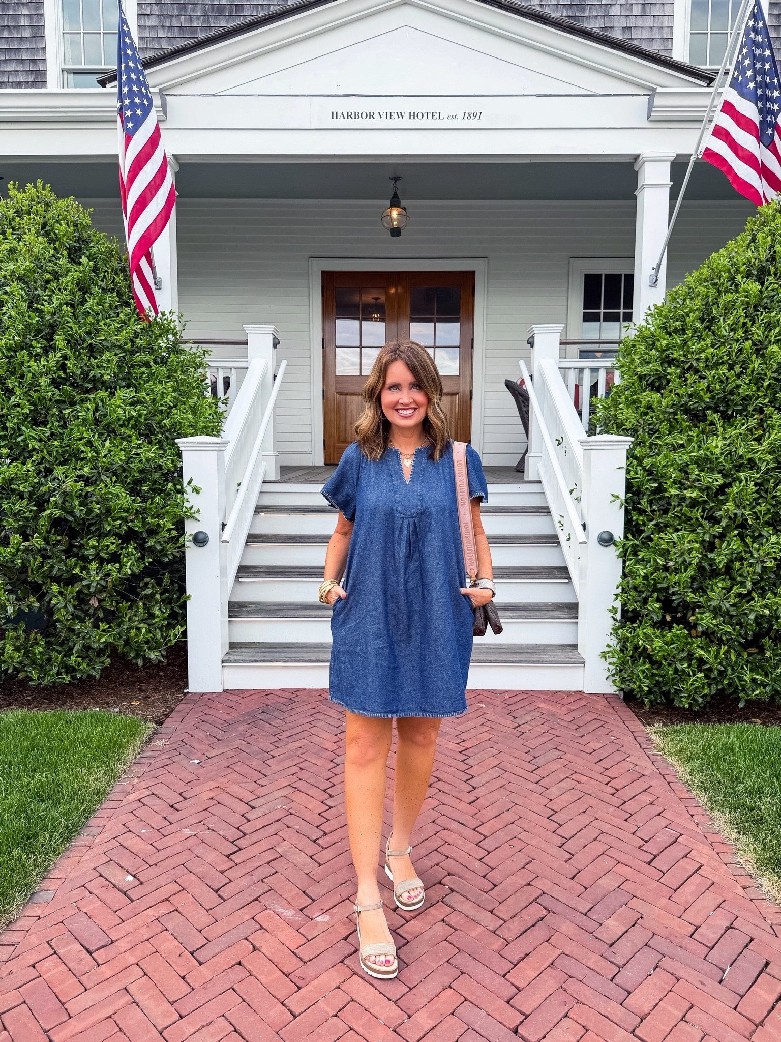 Denim dress - on sale for under $30!
Generous fit - wearing my regular size small (XS fit but stuck with small for length)

Use code LAURA on my necklace and earrings

#LTKOver40 #LTKootd
