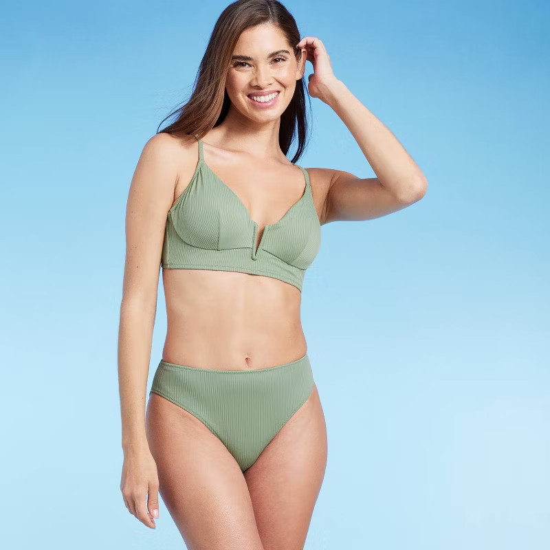 Women's Ribbed Mid-Rise Hipster Bikini Bottom - Shade & Shore™ | Target