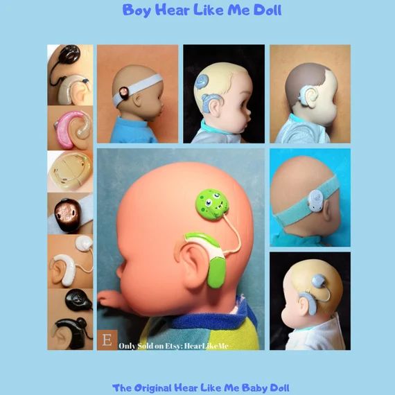 Boy- Customizable Hear Like Me Baby Doll with Cochlear Implants / Hearing Aids / Baha / Hearing D... | Etsy (US)